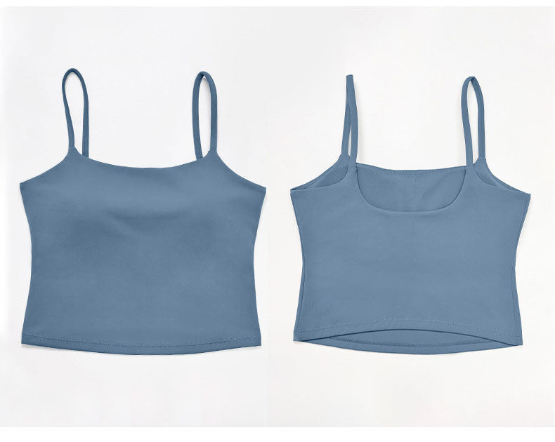 Sütyenli Kadın Yoga Giyim Koşu Kare Yaka Fitness Yeleği Güzel Sırt Detaylı